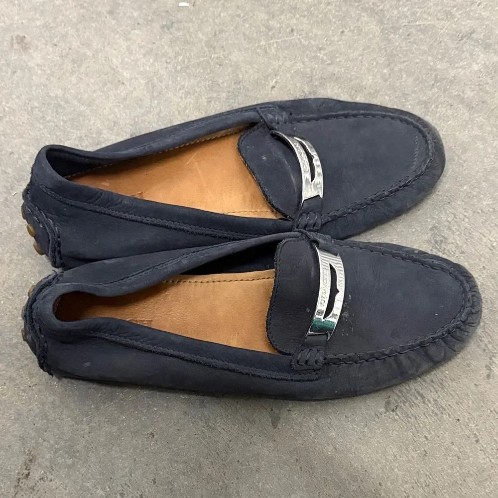 Coach Men's Navy Slip-On Loafers with Silver Detail